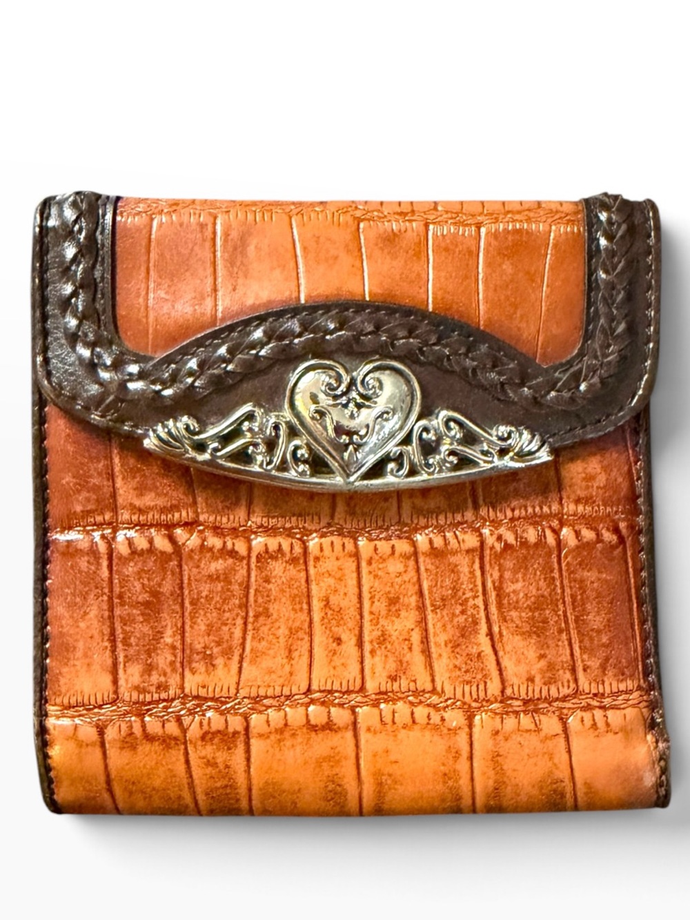 Vintage crocodile-embossed leather wallet M.C. Marc Chantal Heart Kiss Lock